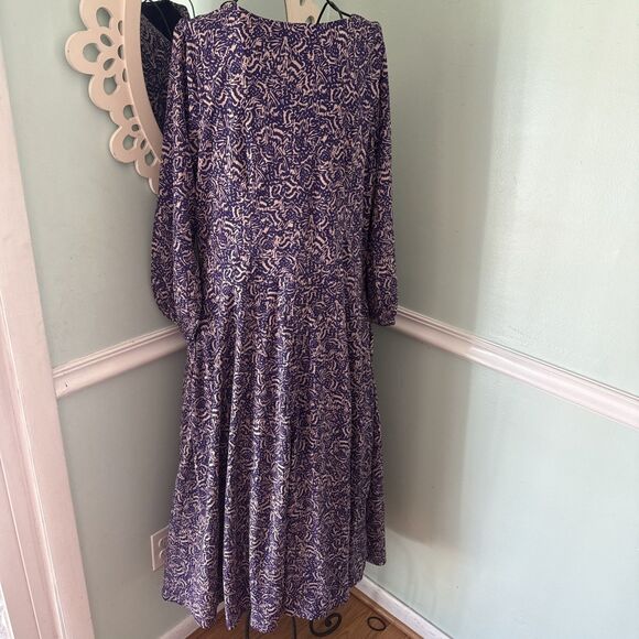 Eshakti Dress 18 White Geometric Midi Button Front Poly Garden - Picture 5 of 7